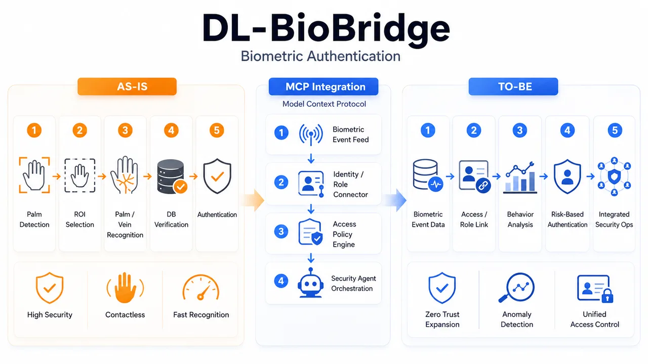 DL-BioBridge 생체 인증 AS-IS TO-BE 변화 흐름